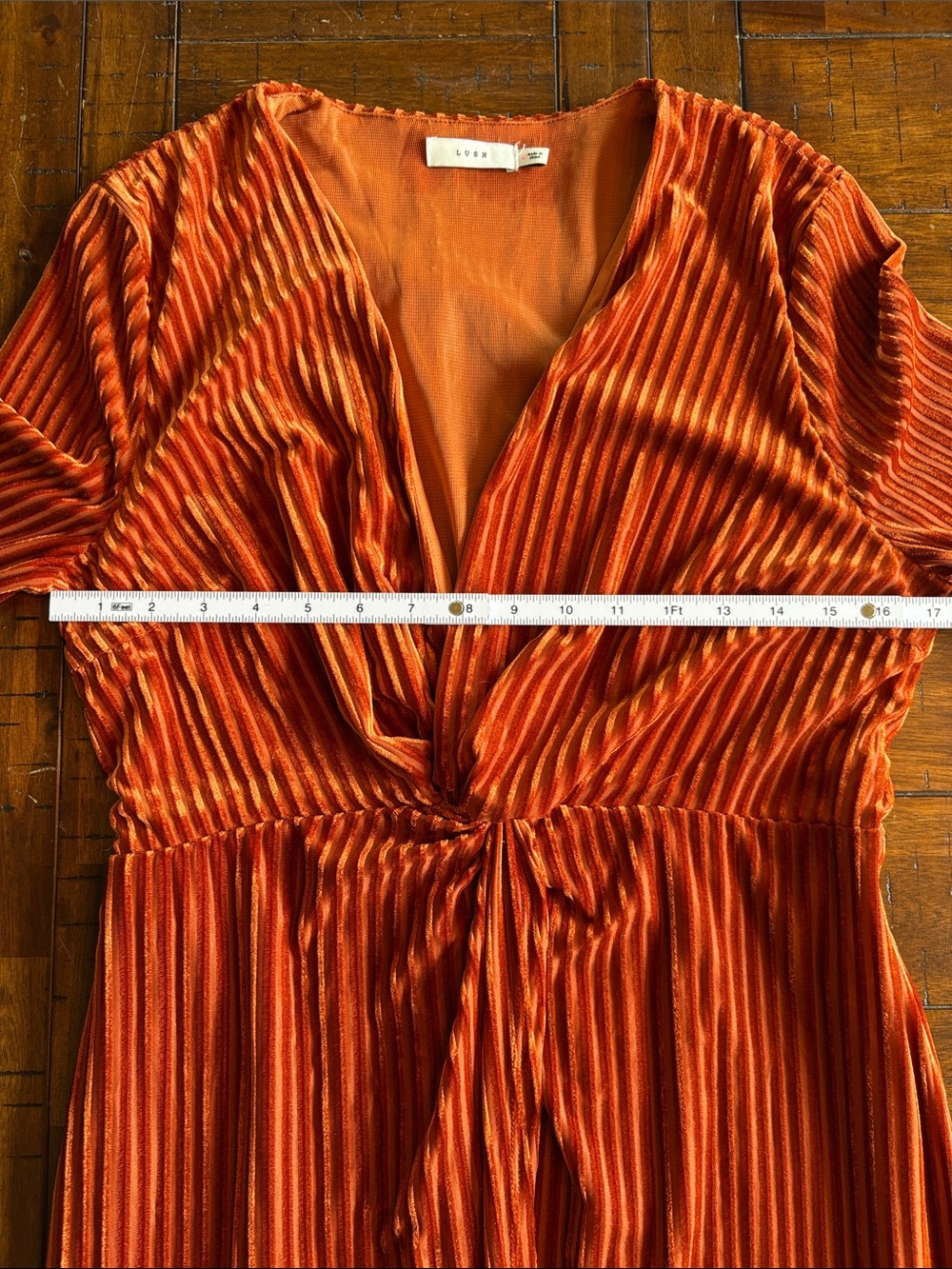Lush Burnt Orange Velvet Wrap Midi Dress Dark Feminine, Gorgeous, Chic - L - Picture 7 of 9